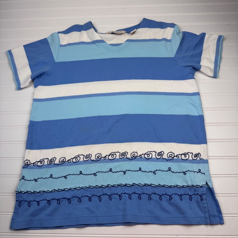 Vintage Bechamel Women's Large Short Sleeve Blue Shirt